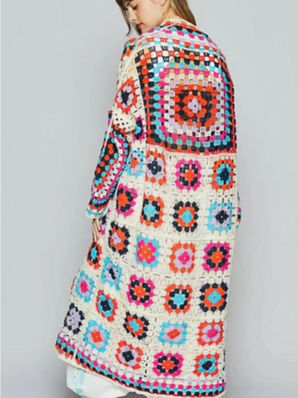 POL Granny Square Crochet Long Cardigan - Picture 4 of 4